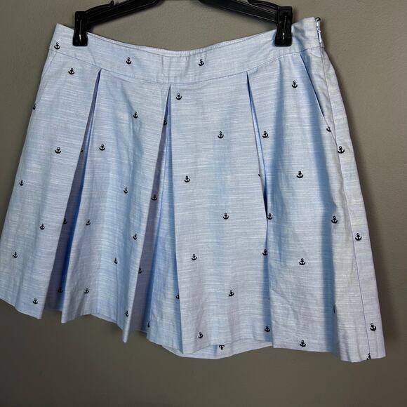 1901 Skort Size 10 Petite Pinstripe Chambray Anchors nautical preppy old money - Picture 4 of 8